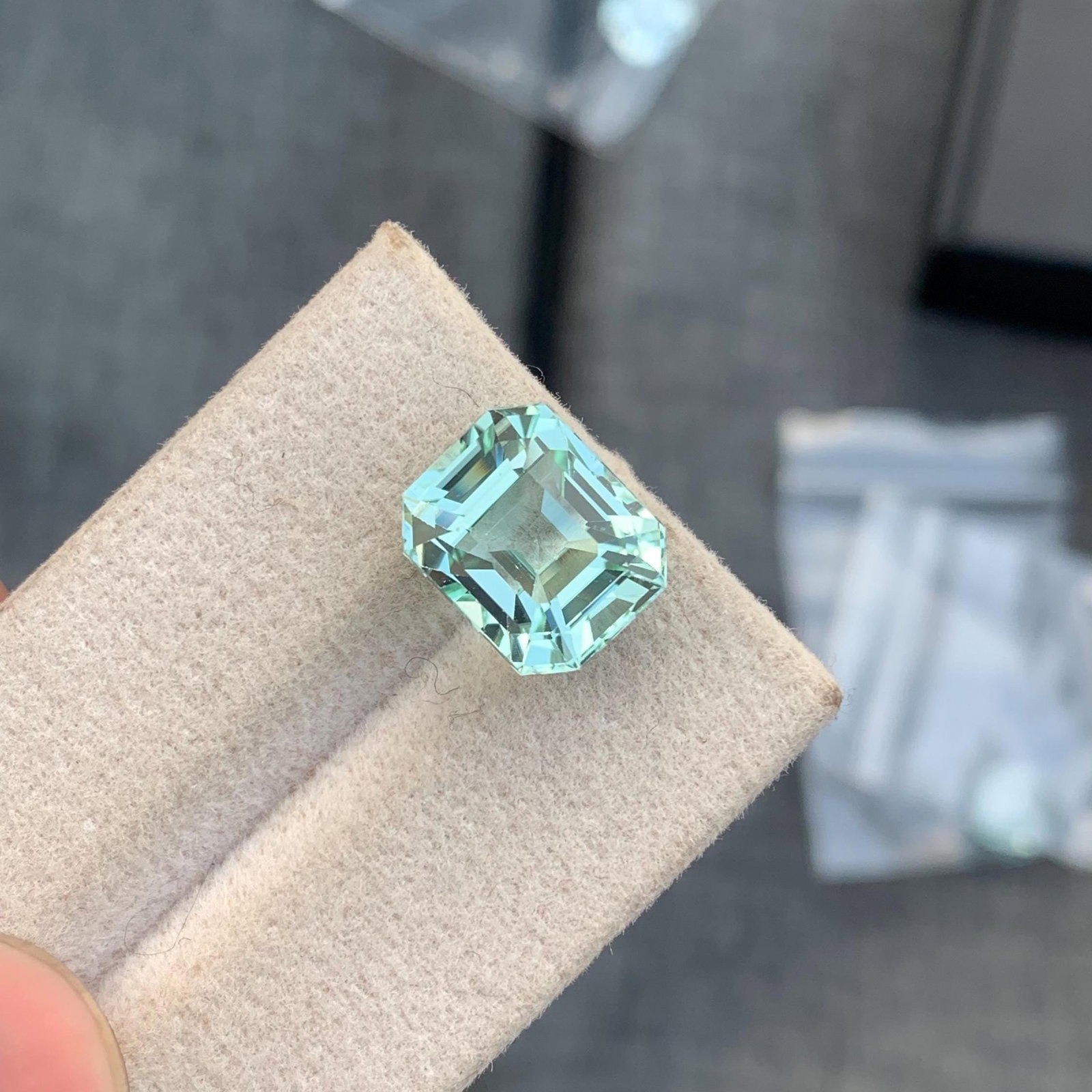 Seafoam Tourmaline Gemstone: 7.20 Carat Asscher Cut Stone - 4