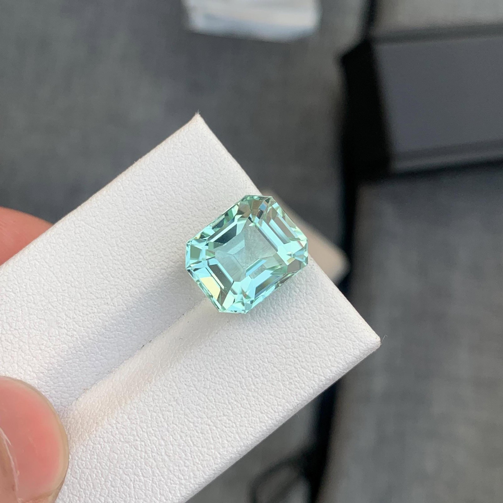Seafoam Tourmaline Gemstone: 7.20 Carat Asscher Cut Stone - 5
