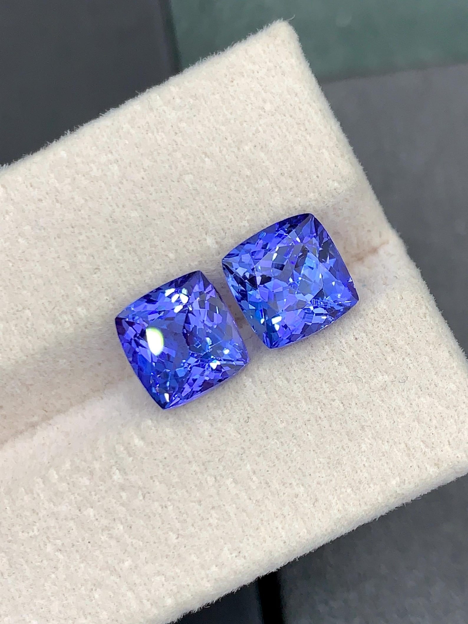 Natural Tanzanite Gemstones Pair, AAA Grade Tanzanite Loose Stones - 3