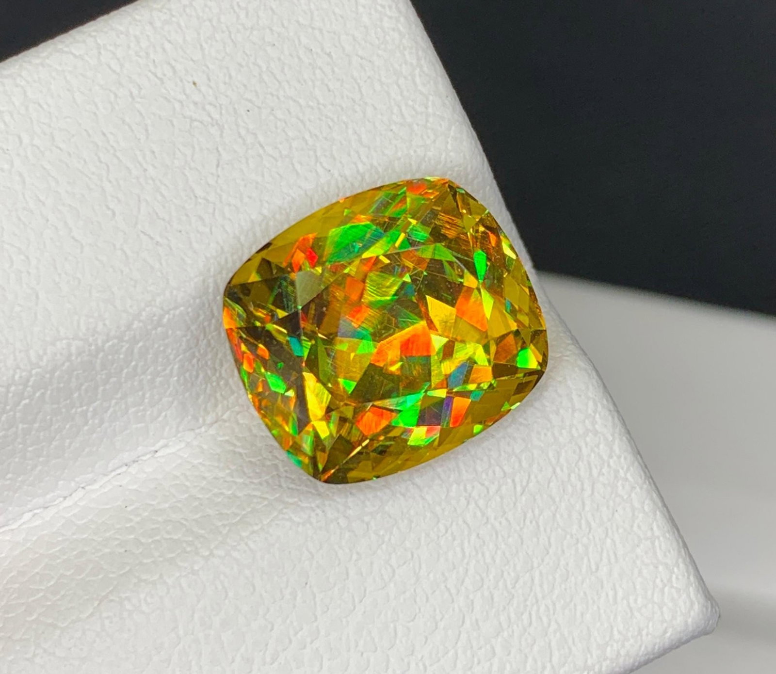 Lustrous Sphene Titanite Fancy Cushion Gemstone: 8.48 Carat Multi Color Titanite, June Birthstone - 4