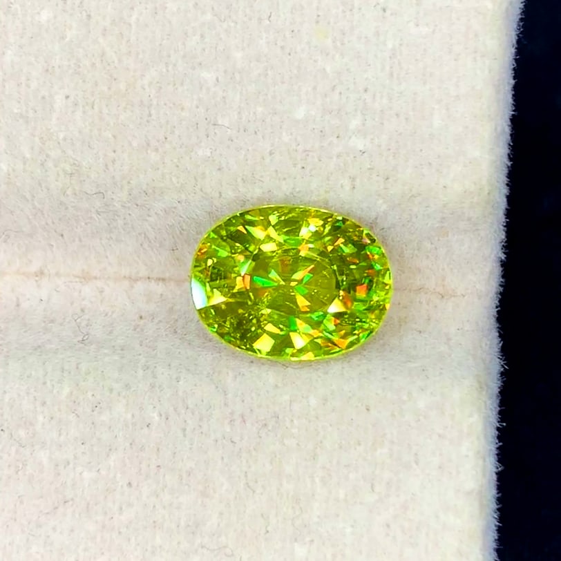 Full Fire Sphene Ring Stone, Green Sphene Titanite Loose Gemstone - 3