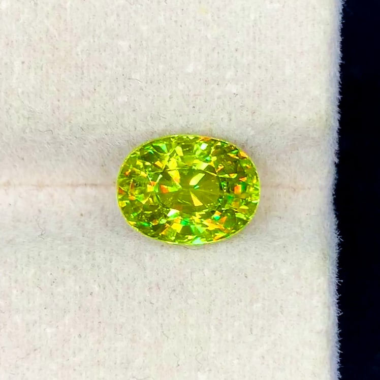 Full Fire Sphene Ring Stone, Green Sphene Titanite Loose Gemstone - 5