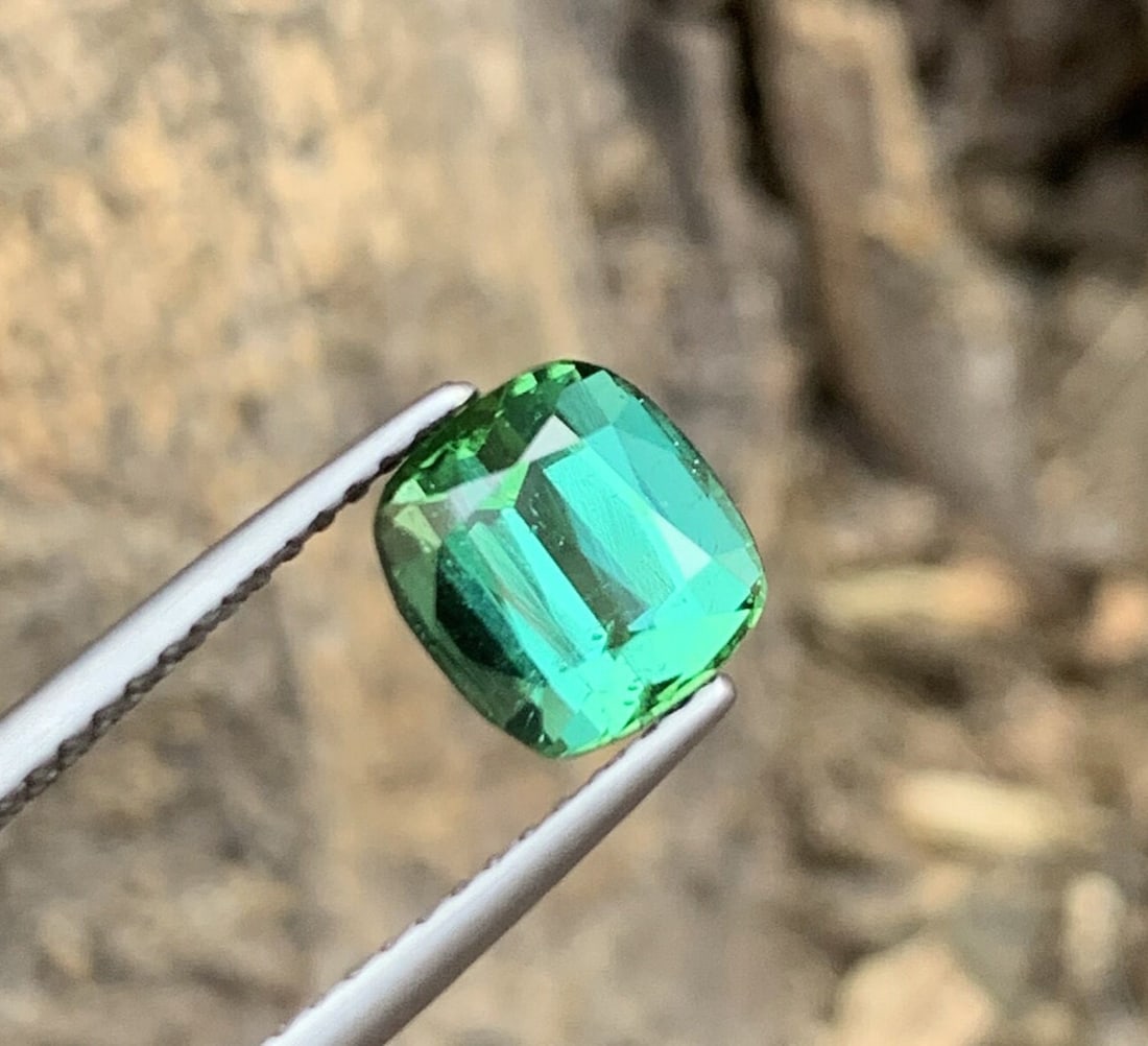 2 CT Natural Blue Green Tourmaline Gemstone: Step Cushion Cut - 3
