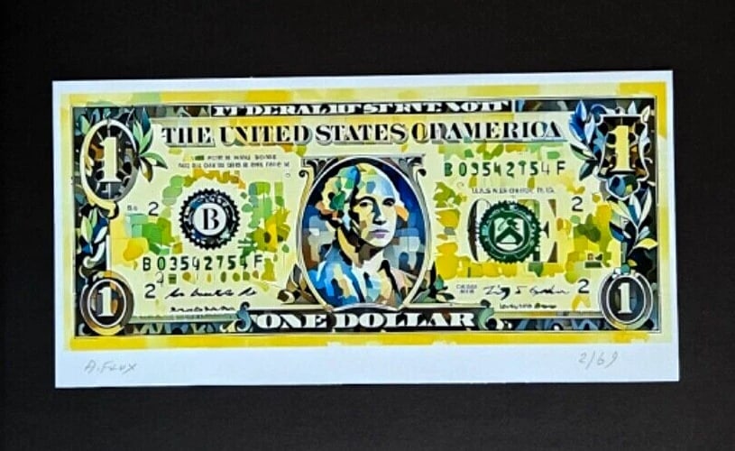 AIDAN FLUX | Hand Signed Original Print Ltd.Ed. COA " MORE THAN A DOLLAR" - 2