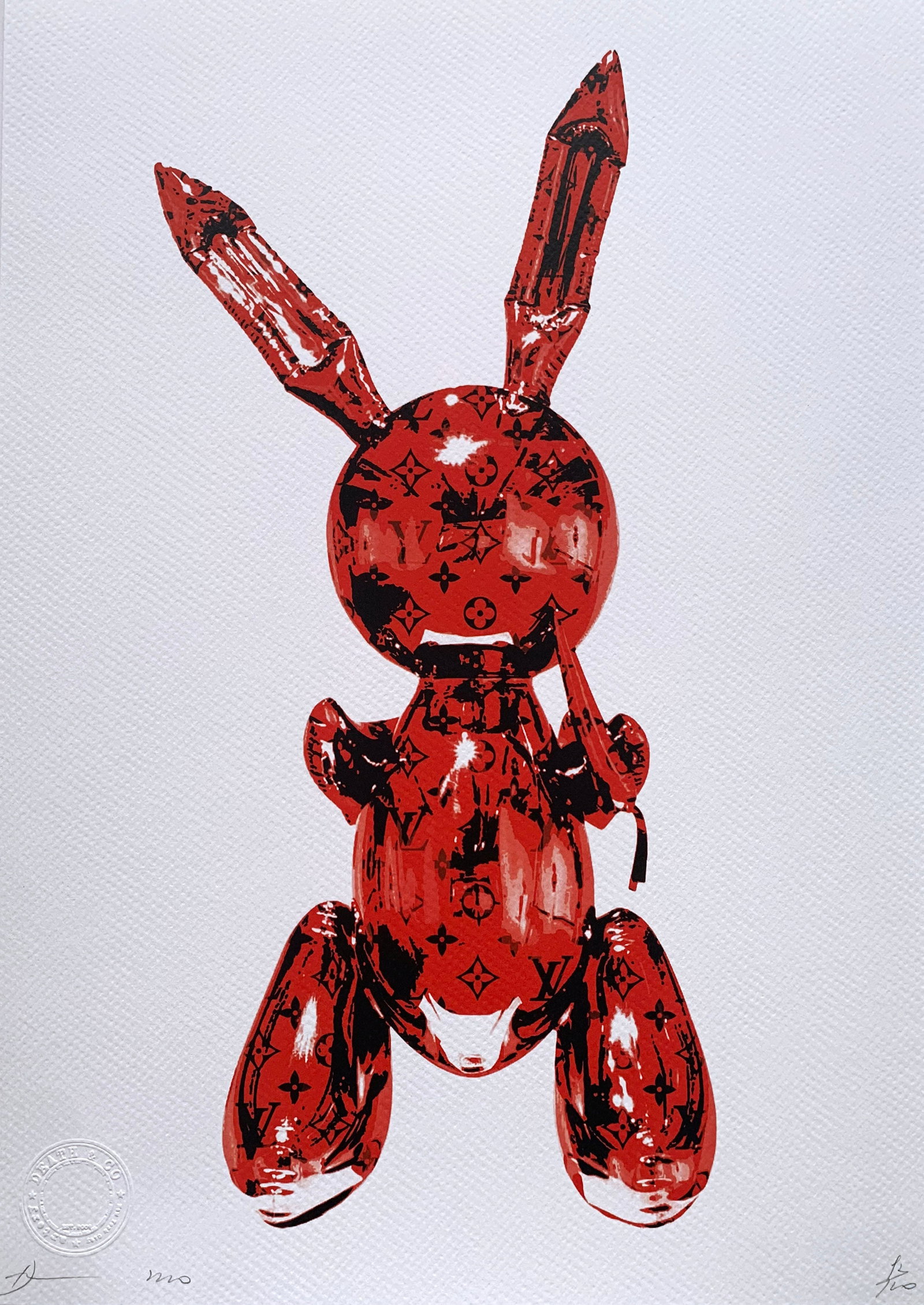 Death NYC Jeff Koons Louis Vuitton: Title:Death NYC Jeff Koons Louis Vuitton Date/Period:21st Century Materials:Giclee on Fine art 300 gsm paper Size:17 3/4 x 12 1/2 inches Description:Artist: Death NYC, limited edition giclee on