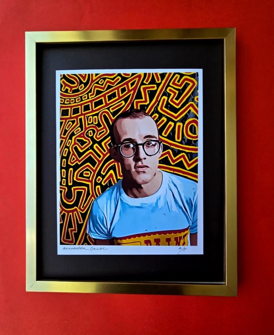 ALEXANDER DULAC | KEITH HARING Hand Signed Authentic Print E of 10 | COA: My art is a celebration of the grandeur and splendor of the Legends of our Time. Through my portraits, I seek to immortalize those who not only define but also inspire aspiration and luxury in our