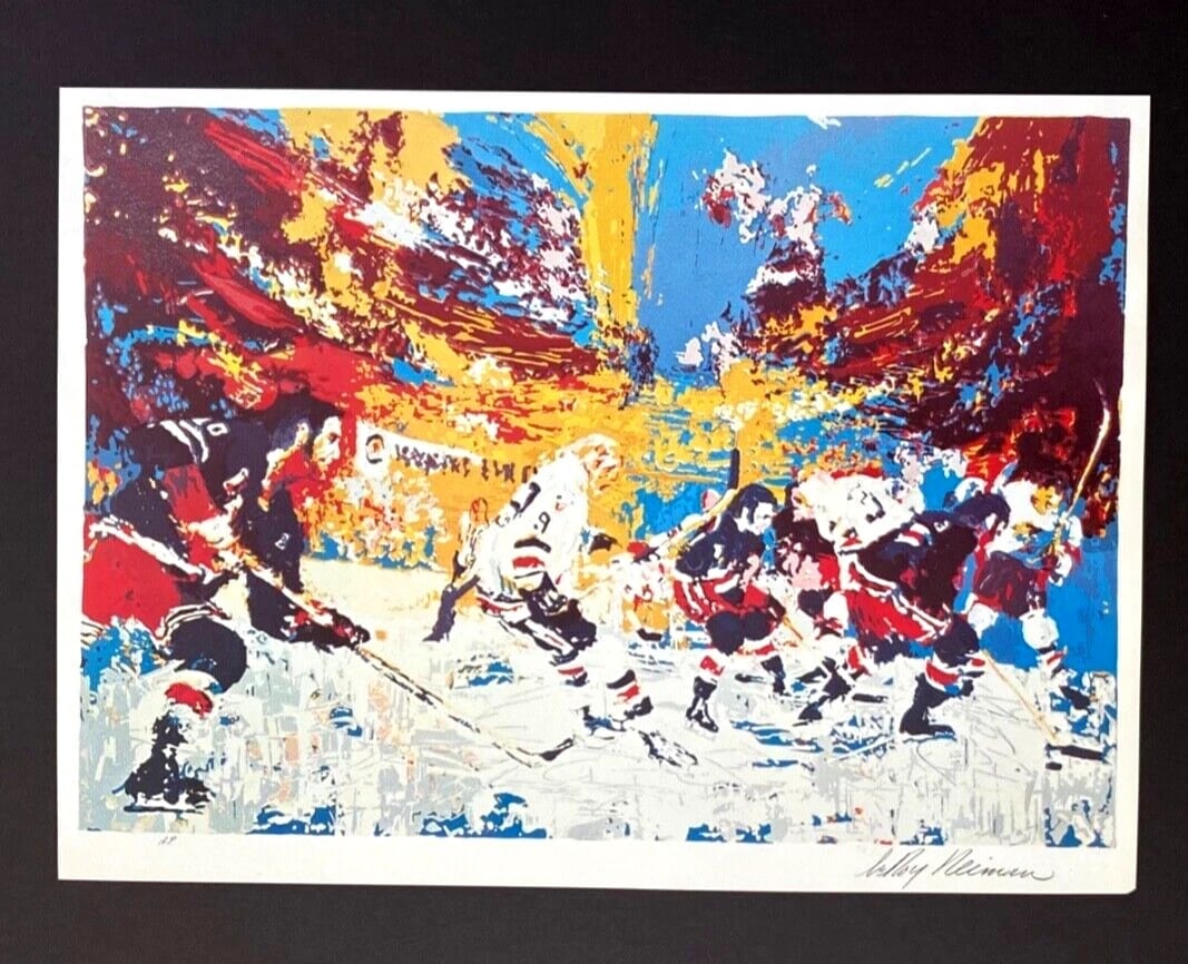 LeRoy Neiman " Hockey " Signed Pop Art Mounted and Framed - 2