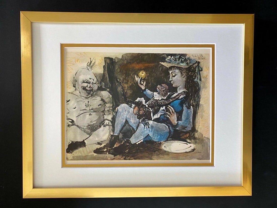 PABLO PICASSO 1956 BEAUTIFUL SIGNED PRINT MATTED 11 X 14: This is a Beautiful and Scarce 1956 Print After PABLO PICASSO PLATE SIGNED from His Aquarelles and Gouaches Collection Professionally Matted to be Framed at Home on your Favorite 11 x 14 Printed in