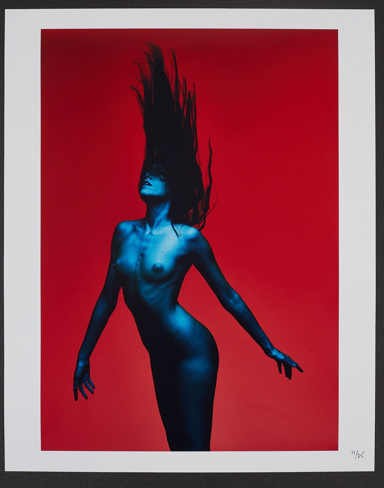 Spiros Politis: Red Turq Figure: Artist: Spiros Politis Title:Red Turq Figure Date/Period:2019 Size:20" x16" Description:"Red Turquoise Nude" Photographed 2019, this explosion of energy and emotion was shot in London. Part of a