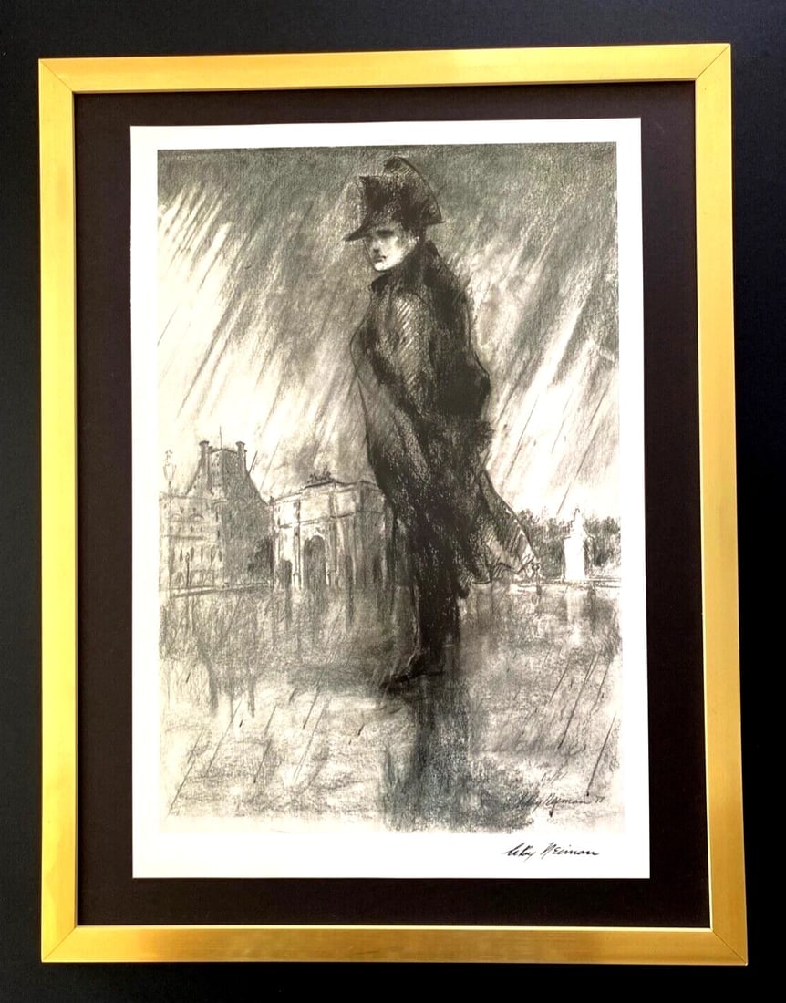 LEROY NEIMAN + NAPOLEON CIRCA 1970'S + SIGNED PRINT FRAMED: We have for Sale this LEROY NEIMAN AWESOME 1971 SKETCH ON PAPER PRINT " NAPOLEON " FACSIMILE SIGNED IN INK FULL OF COLOR PRINT SIZE OF THE PRINT: 14 X 10 in FRAME COVERS AN AREA OF 17 X 12 in MOUNTED