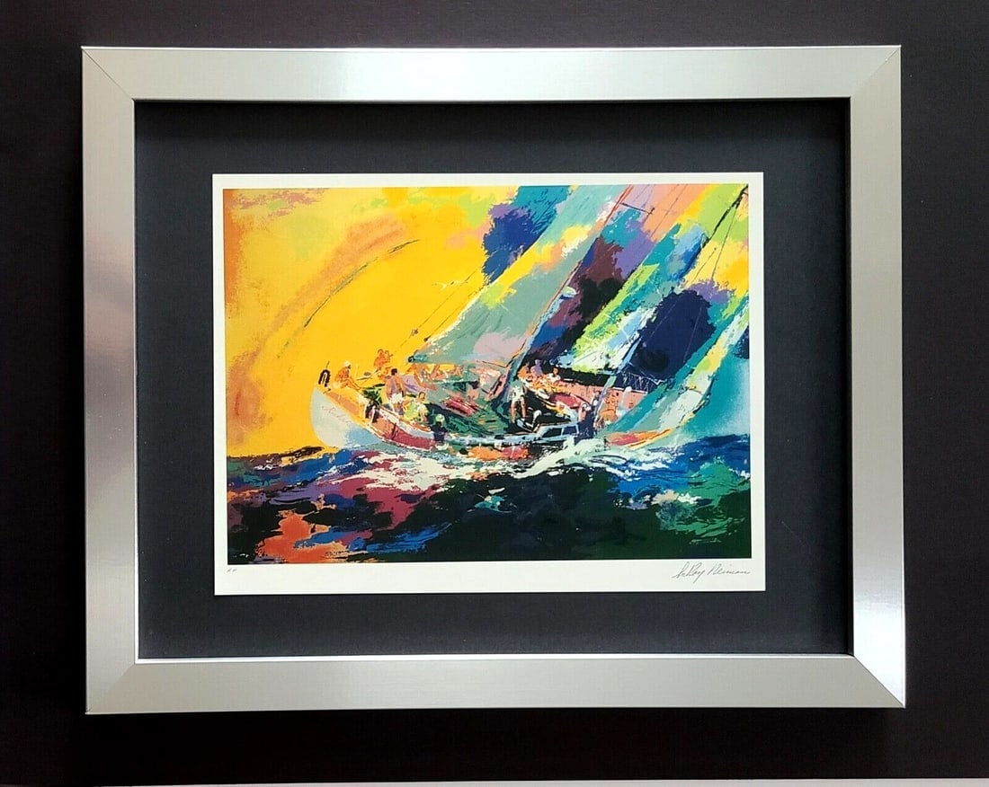LEROY NEIMAN + 1980's VINTAGE SIGNED PRINT FRAMED + " HAWAIIAN SAILING ": We have for Sale this LEROY NEIMAN AWESOME 1980'S PRINT AFTER THE SERIGRAPH " HAWAIIAN SAILING " PLATE SIGNED FULL OF COLOR PRINT SIZE OF THE PRINT IS ABOUT: 9 X 11 in NEW SILVER FRAME COVERS AN AREA 