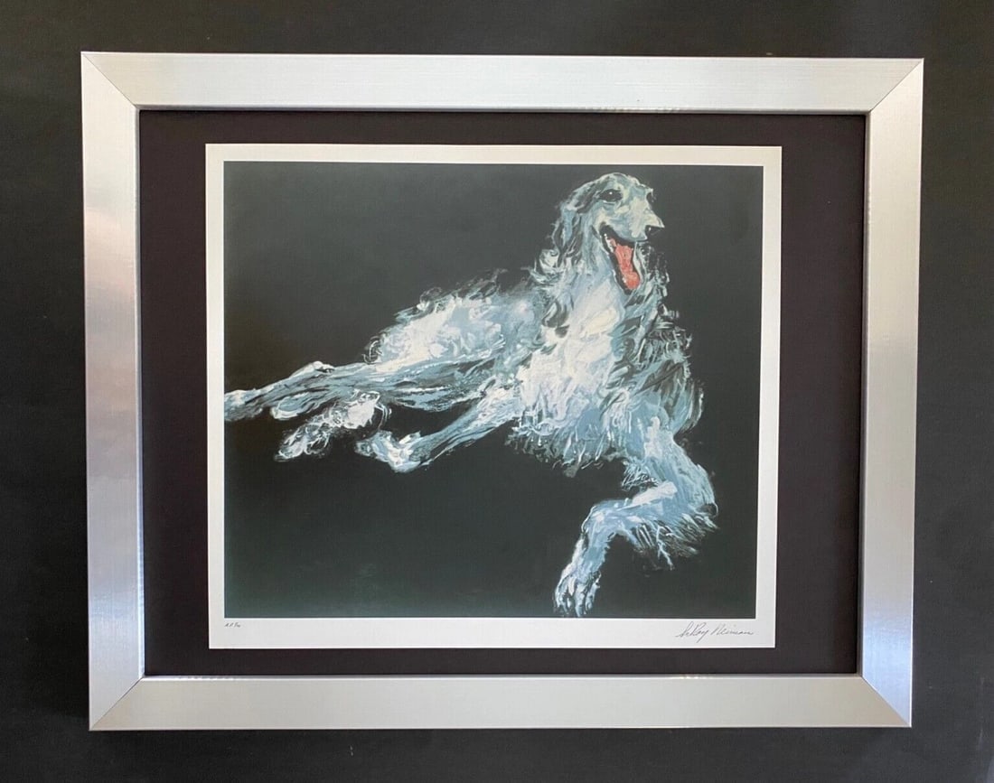 LeRoy Neiman " BORZOI " Signed Pop Art Mounted and Framed in New 11x14: Beautiful and Scarce Original 1991 Print After Leroy Neiman " BORZOI " Signed on the Plate This piece is mounted on a 11 x 14 in. black acid free premium black board. Framed covers an area of