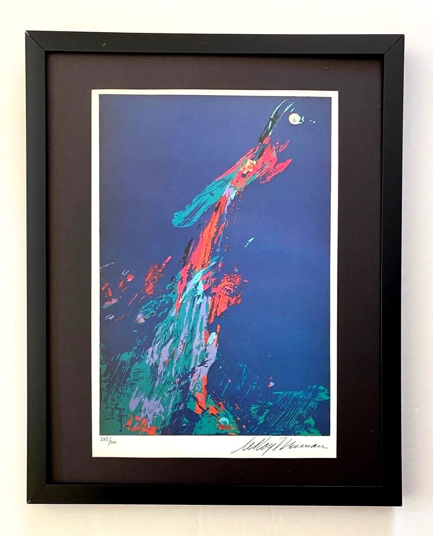 LeRoy Neiman " Tennis " Signed Pop Art Mounted and Framed: Beautiful and Scarce Original 1991 Print After Leroy Neiman " Tennis " Signed on the Plate This piece is mounted on a 11 x 14 in. black acid free premium black board. Framed covers an area of