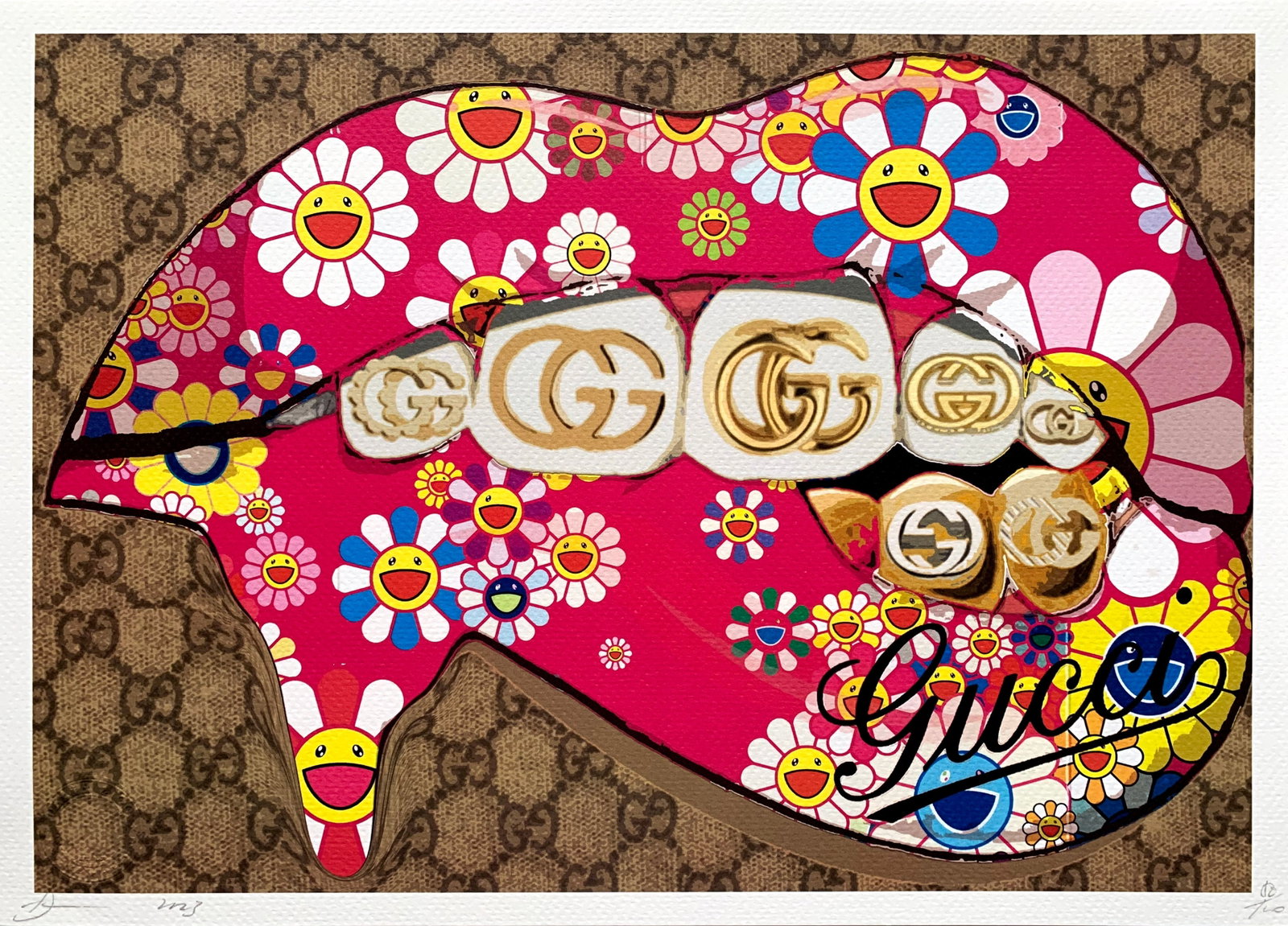 Death NYC Gucci Murakami Pink: Title:Death NYC Gucci Murakami Pink Date/Period:21st Century Materials:Giclee on Fine art 300 gsm paper Size:17 3/4 x 12 1/2 inches Description:Artist: Death NYC, limited edition giclee on paper, out