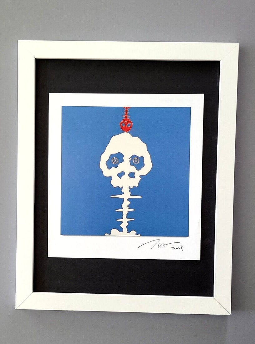 TAKASHI MURAKAMI + AWESOME SIGNED ART PRINT FROM JAPAN + WITH NEW FRAME: We have for Sale this Framed Print After TAKASHI MURAKAMI AWESOME VINTAGE PRINT ON GLOSSY PAPER FACSIMILE SIGNED IN INK FULL OF COLOR PRINT FRAME COVERS AN AREA OF 15 X 12 in MOUNTED AND FRAMED