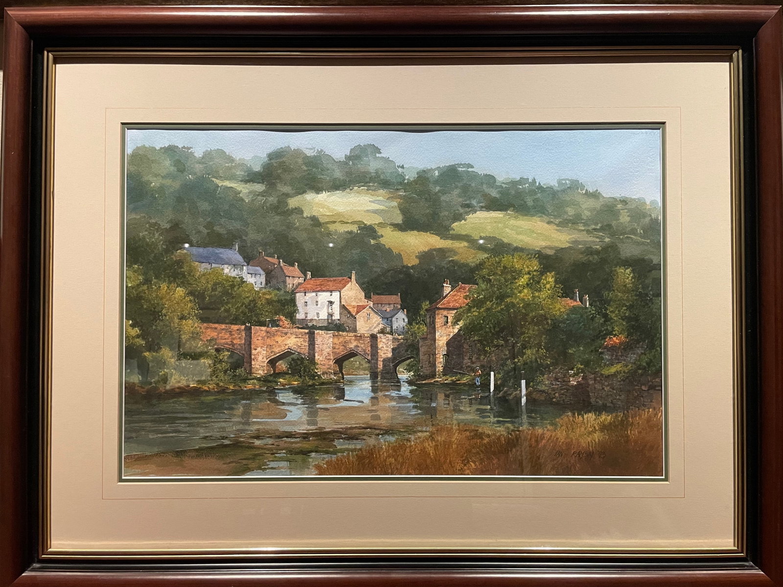 Untitled (Flyfisherman under bridge): Artist:Ian Ramsay Title:Untitled (Flyfisherman under bridge) Description:Ian Ramsay's watercolors are valuable primarily because of his exceptional skill and unique artistic approach, which allows him