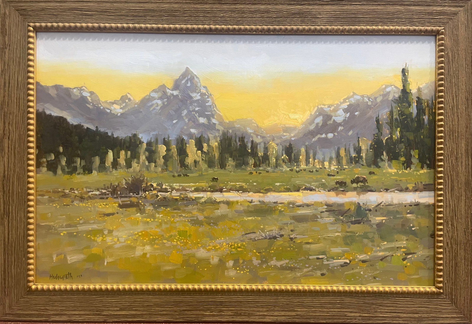 Untitled (Grand Teton): Artist:Stephen Hedgepeth Title:Untitled (Grand Teton) Description:Oil on board. Stephen Hedgepeth is an American artist, primarily known for his oil paintings, particularly landscapes and seascapes, o