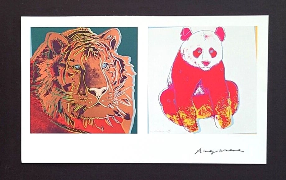 ANDY WARHOL + SIGNED 1984 " ENDANGERED SPECIES" PRINT MOUNTED & FRAMED - 2