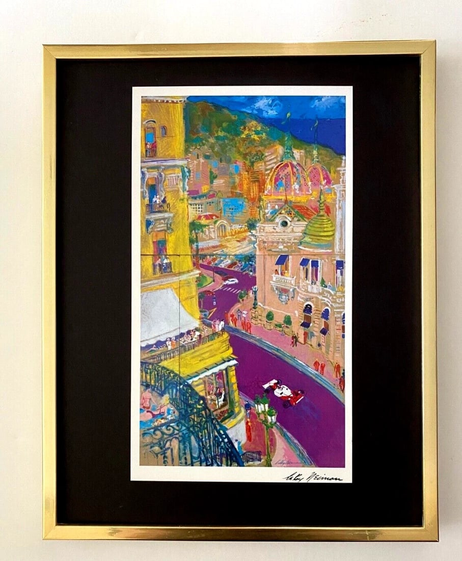 LeRoy Neiman " Monaco " Signed Pop Art Mounted and Framed in a New 11x14: Beautiful and Scarce Original 1991 Print After Leroy Neiman " SCENES OF MONACO " Facsimile Signed in Ink This piece is mounted on a 11 x 14 in. black acid free premium black board. Framed covers an