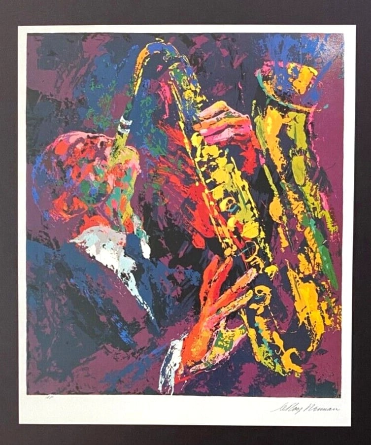 LeRoy Neiman " Sax " Signed Pop Art Mounted and Framed - 2