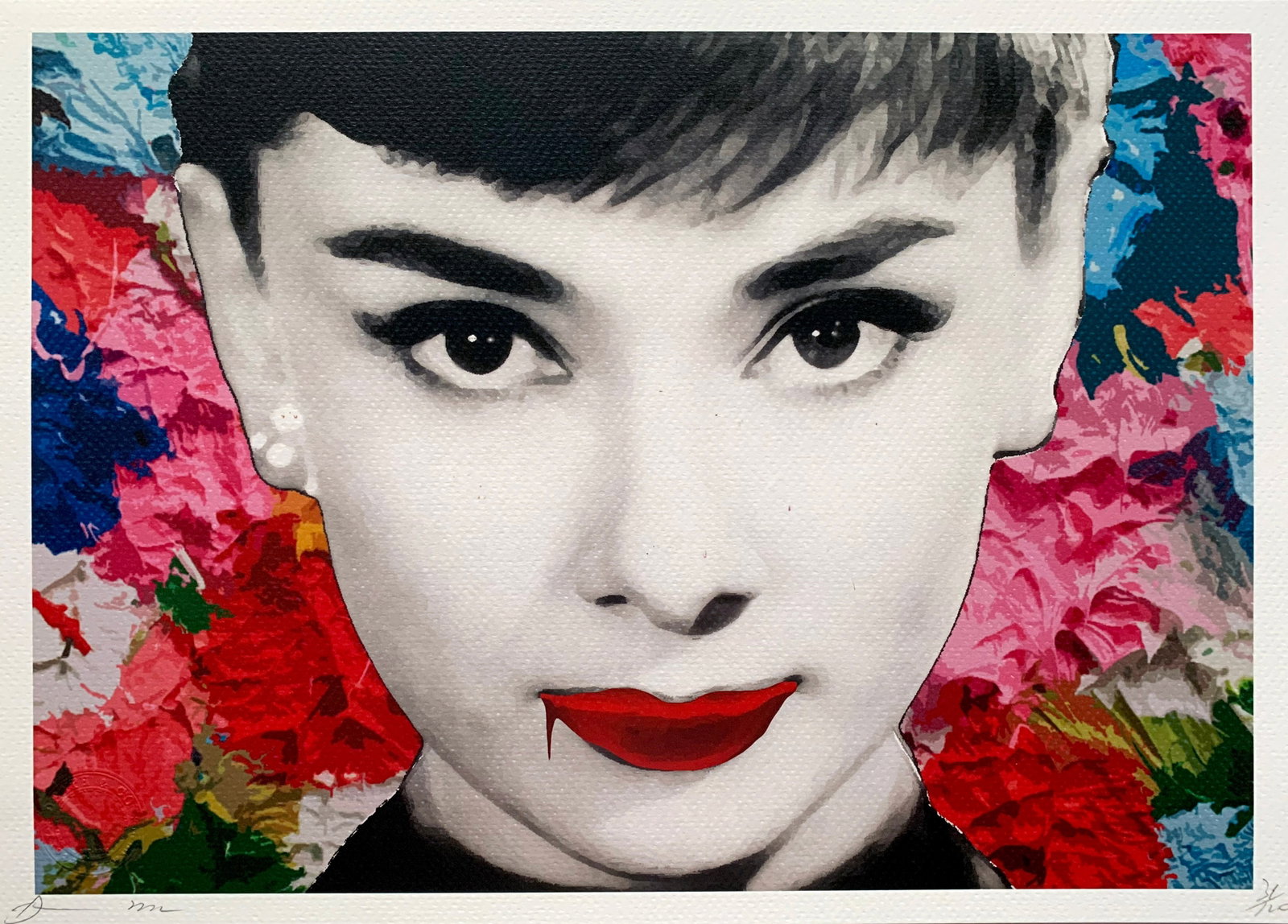 Death NYC Audrey Hepburn: Title:Death NYC Audrey Hepburn Date/Period:21st Century Materials:Giclee on Fine art 300 gsm paper Size:17 3/4 x 12 1/2 inches Description:Artist: Death NYC, limited edition giclee on paper, out of