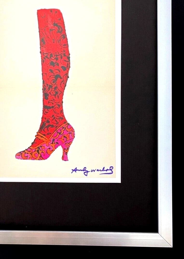 ANDY WARHOL + SIGNED 1980's THE BOOT PRINT MOUNTED & FRAMED - 2