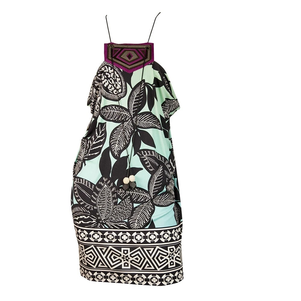 Matthew Williamson Ethnic Print Silk Sleeveless Halter Mini Summer Dress size 8 - 7