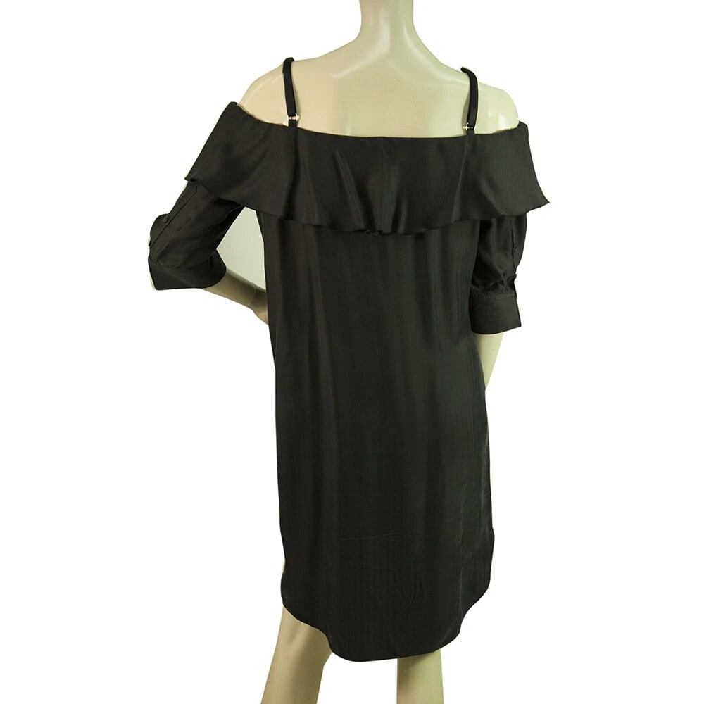 Neil Barrett Black Off Shoulders Ruffled Loose Mini Dress size S - 2