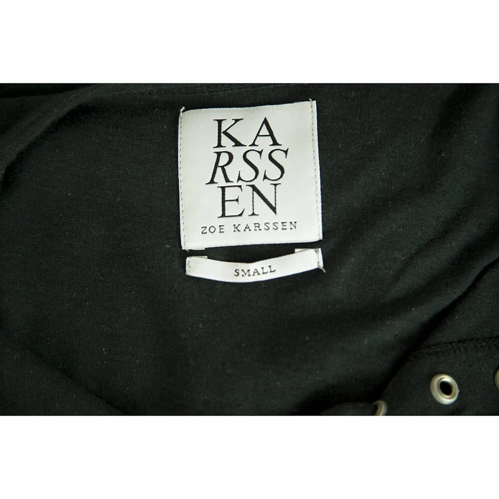 Zoe Karssen Black Criss- Cross Tie Front Woman's T- Shirt Top size S - 3
