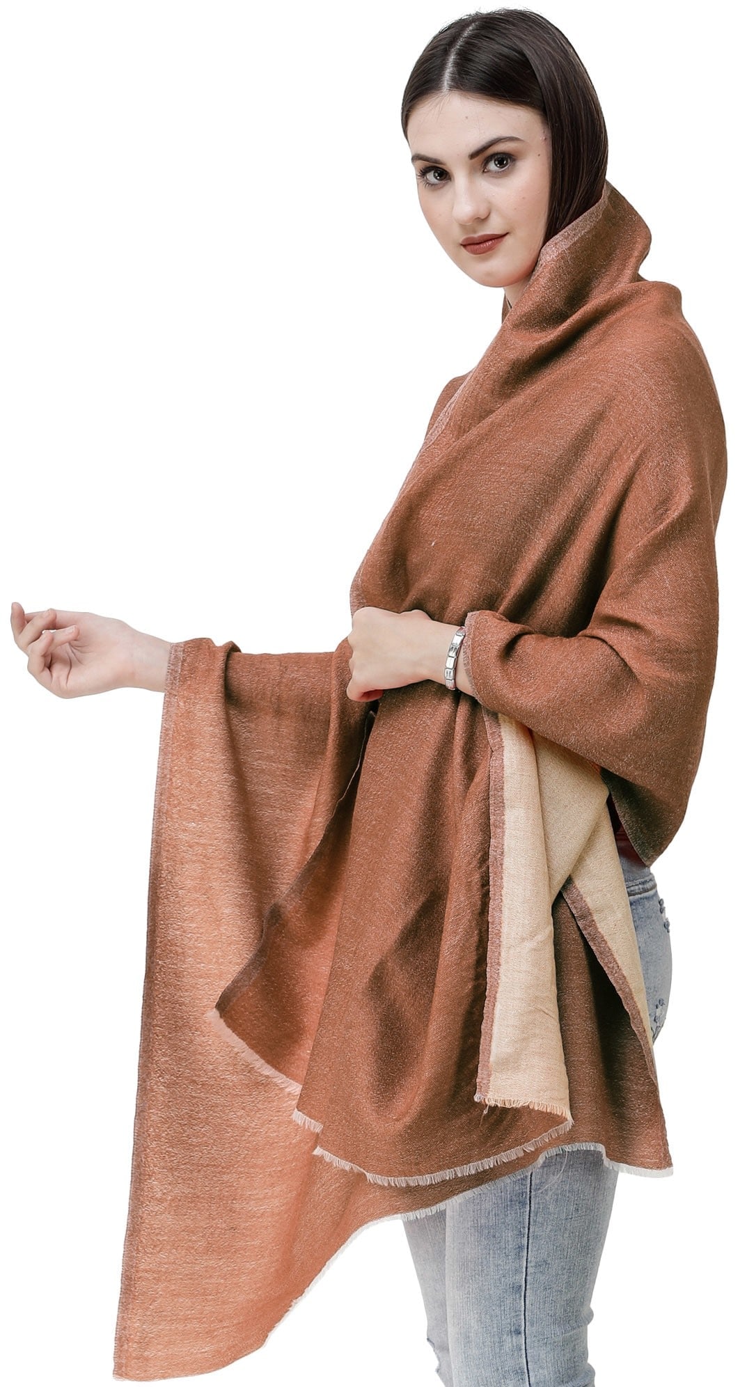 Plain Reversible Semi-Cashmere Stole - 2