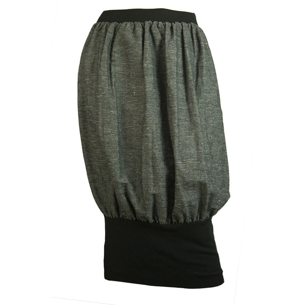 Ioanna Kourbela Gray Balloon Below Knee Length Skirt w. Black Trim - 5