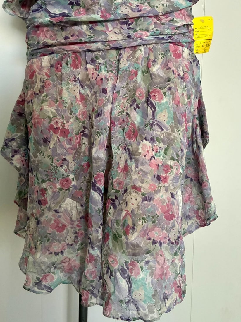 Vintage 1980s Drop Waist 20s Style Chiffon Dress Sz S M - 5