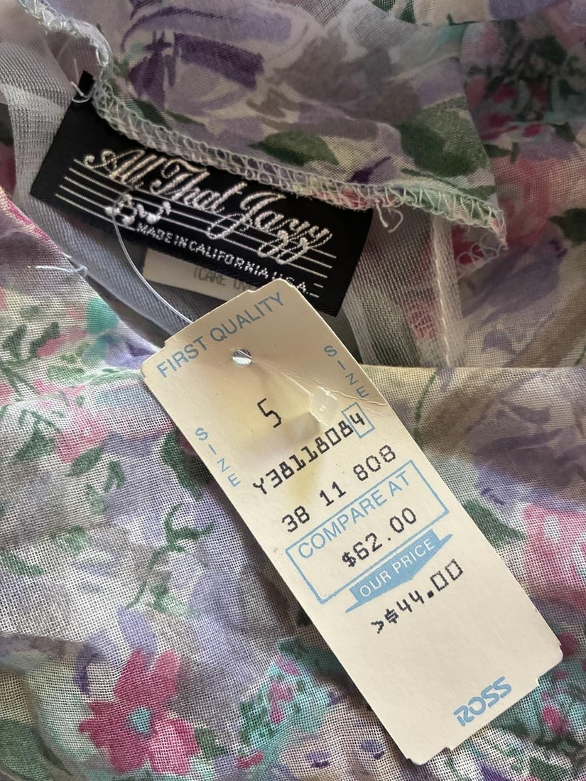 Vintage 1980s Drop Waist 20s Style Chiffon Dress Sz S M - 9