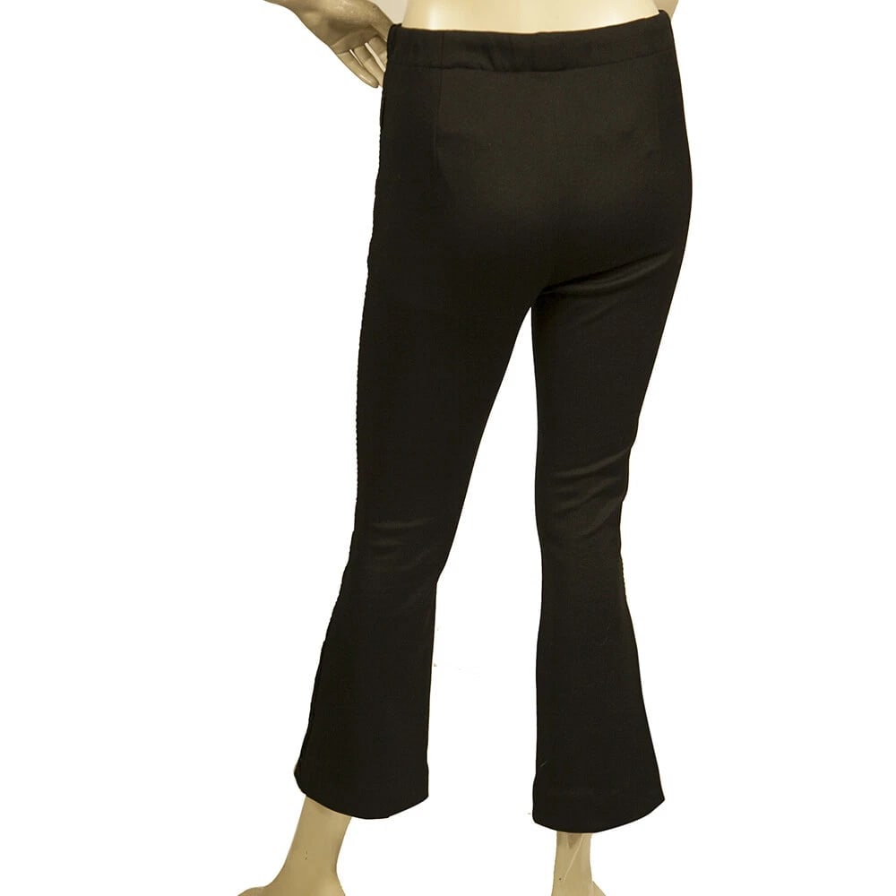 Moncler Black w. Velvet Side Stripe Cropped Flared trousers pants size 38 - 2