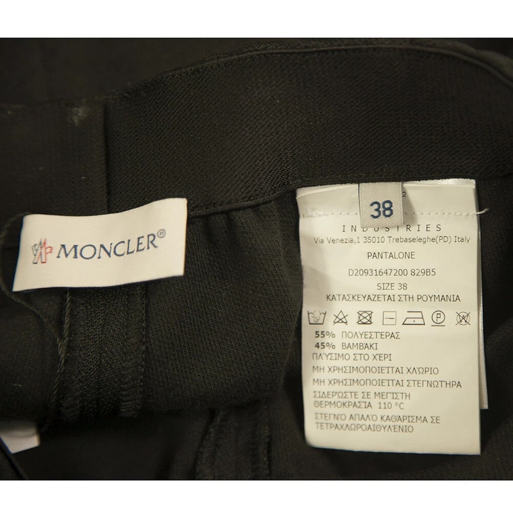 Moncler Black w. Velvet Side Stripe Cropped Flared trousers pants size 38 - 4