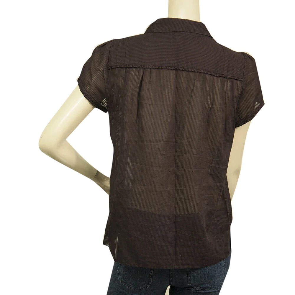 Marc Jacobs Burgundy Striped Cotton Tunic Shirt Top Blouse w. Buttons size 6 - 2