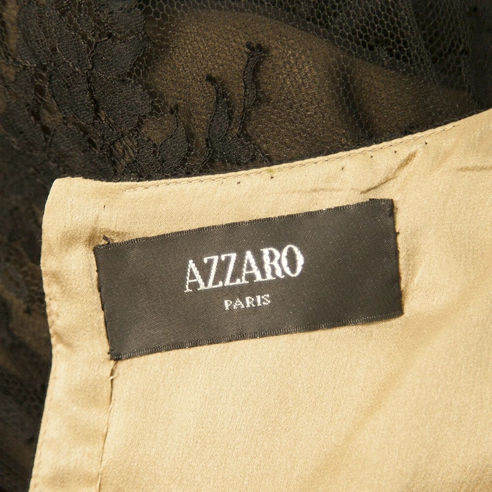 Azzaro Black Floral Lace Sleeveless Knee Length Cocktail Evening dress sz 38 - 3