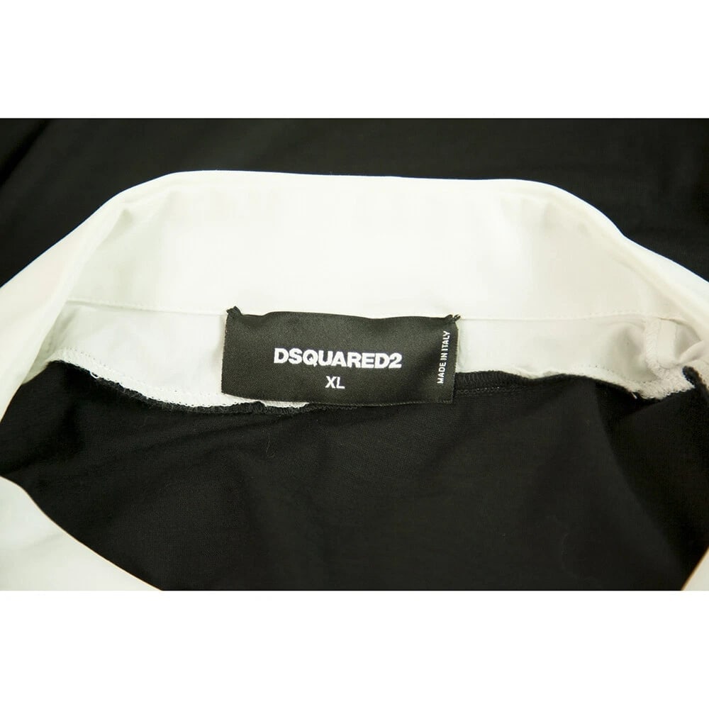 Dsquared2 D2 Black Wool knit White Cotton Collar Short Sleeve Top Blouse size XL - 3