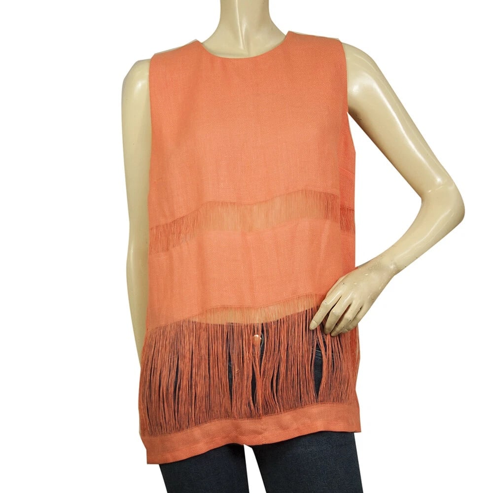 MSGM Orange 100% Linen Sleeveless Long Tank Top Blouse size 44 (1 of 7)