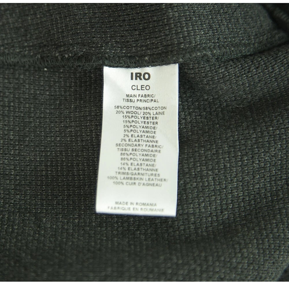 Iro Black Cotton Wool Blend Elasticated Mini Skirt Leather Trim size 36 - 4