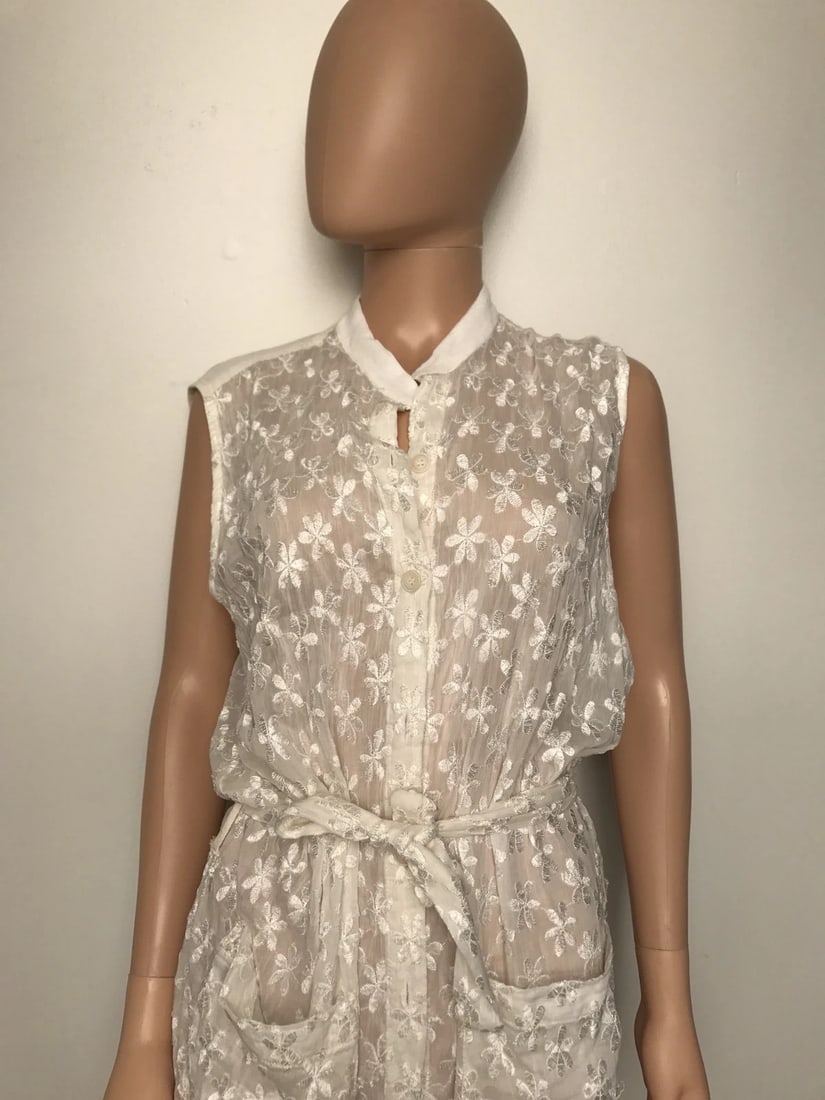 Sunday Tropez White Beach Dress Size Small Cotton - 3