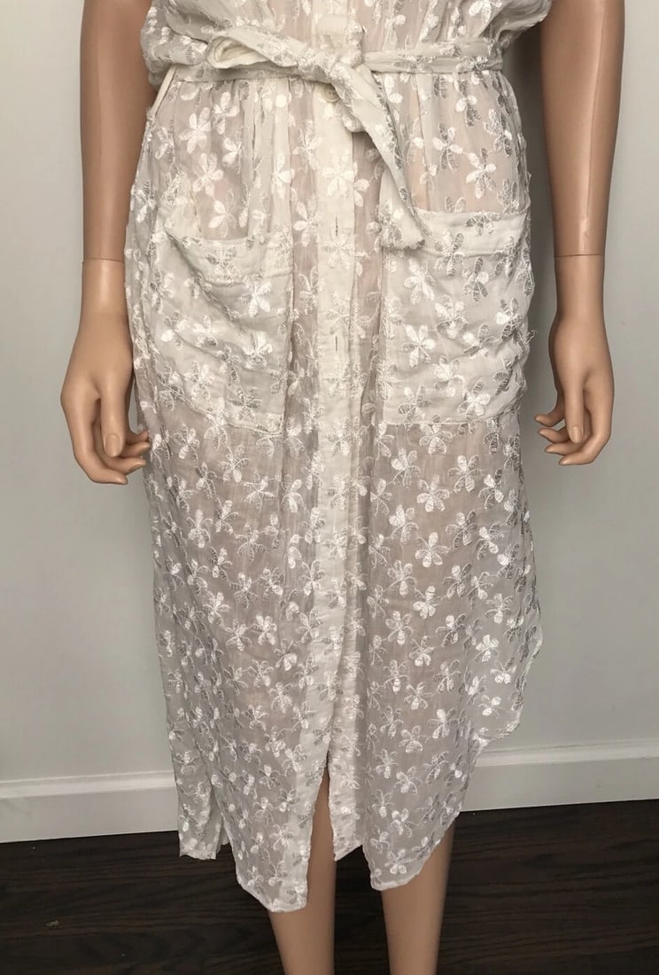 Sunday Tropez White Beach Dress Size Small Cotton - 4