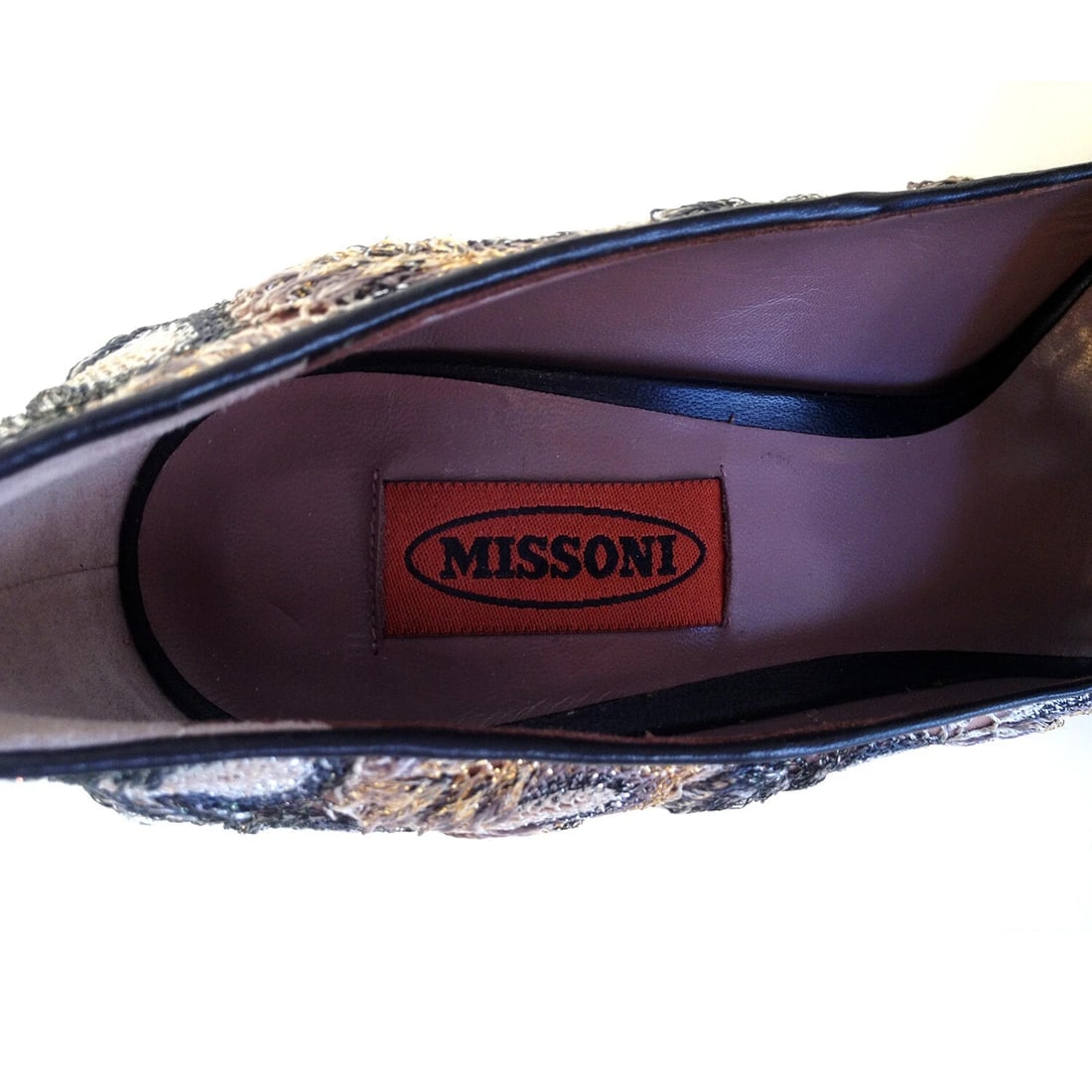 MISSONI peep toe pumps zig zag brown multicolor pattern 37,5 excellent condition - 6