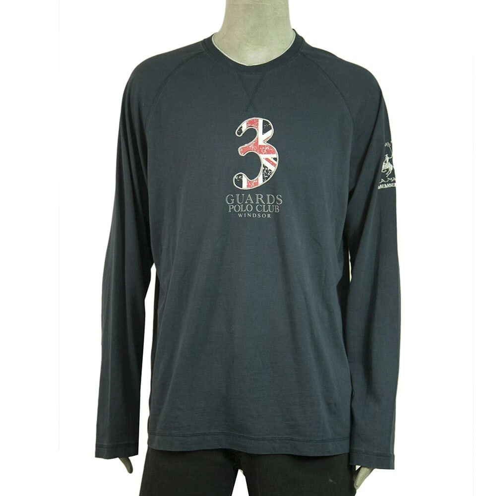 La Martina Guards Polo Club Blue Long Sleeve Cotton T-Shirt Mens Top size XXL (1 of 6)