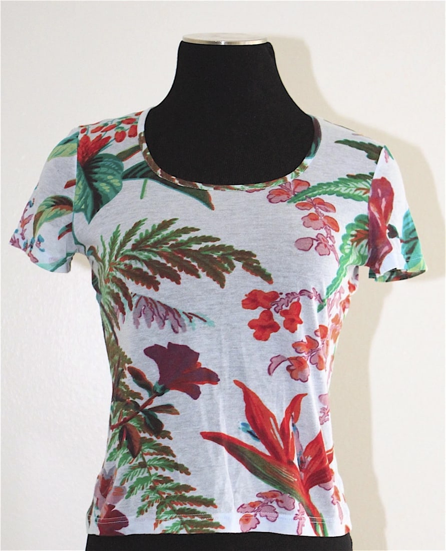 KENZO JEANS MADE IN ITALY 100% COTTON T-SHIRT SIZE SMALL FLORAL DESIGN UNIQUE - 4