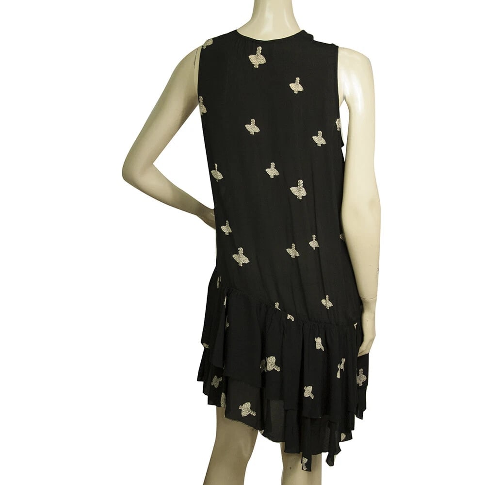Zadig & Voltaire Rory Print Croix Black Asymmetric Length Ruffled dress size XS - 2