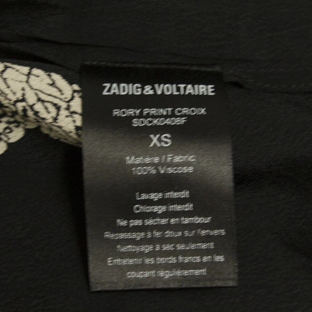 Zadig & Voltaire Rory Print Croix Black Asymmetric Length Ruffled dress size XS - 4