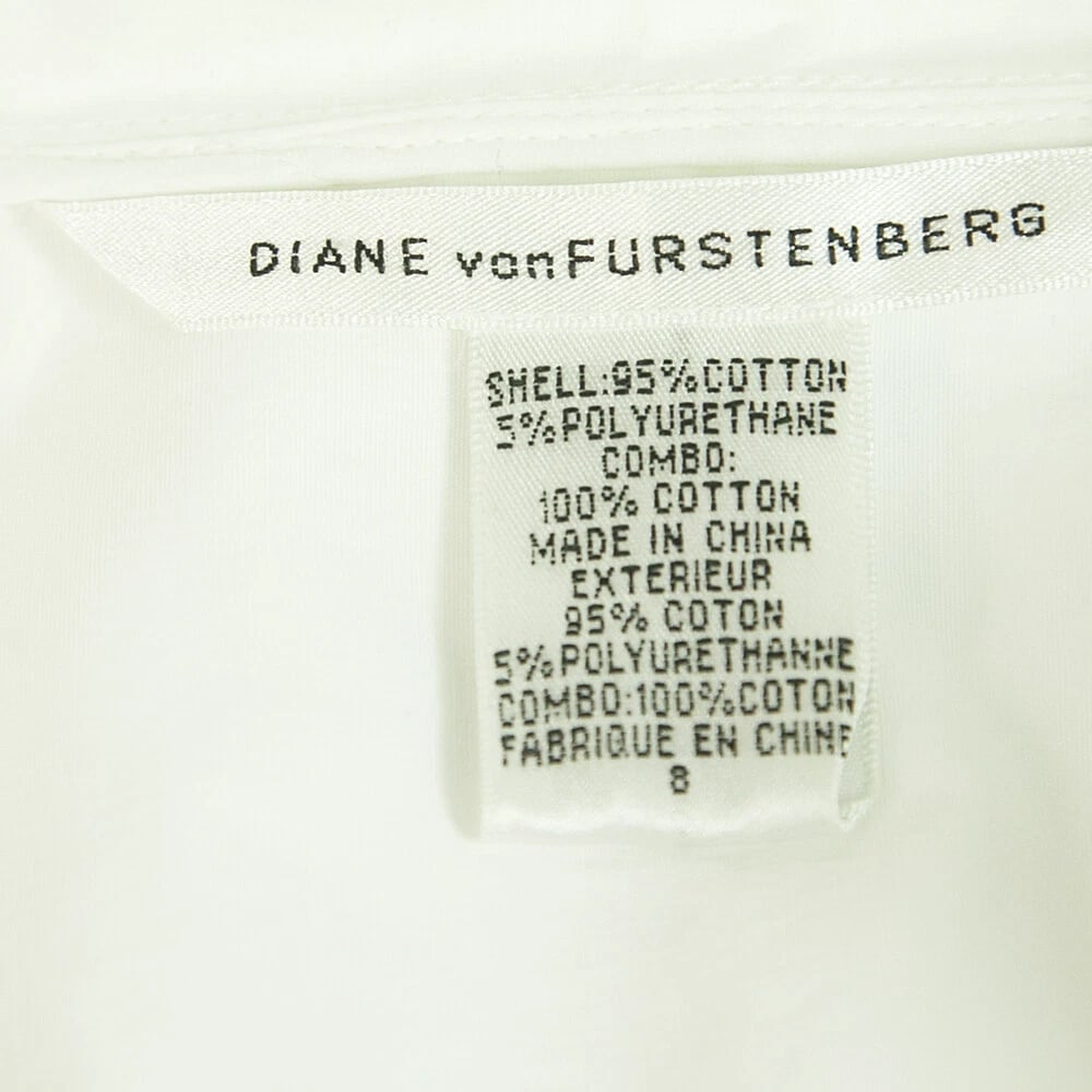 Diane Von Furstenberg DVF KAY White Cotton Back Pleats Button Tunic Shirt Top 8 - 3