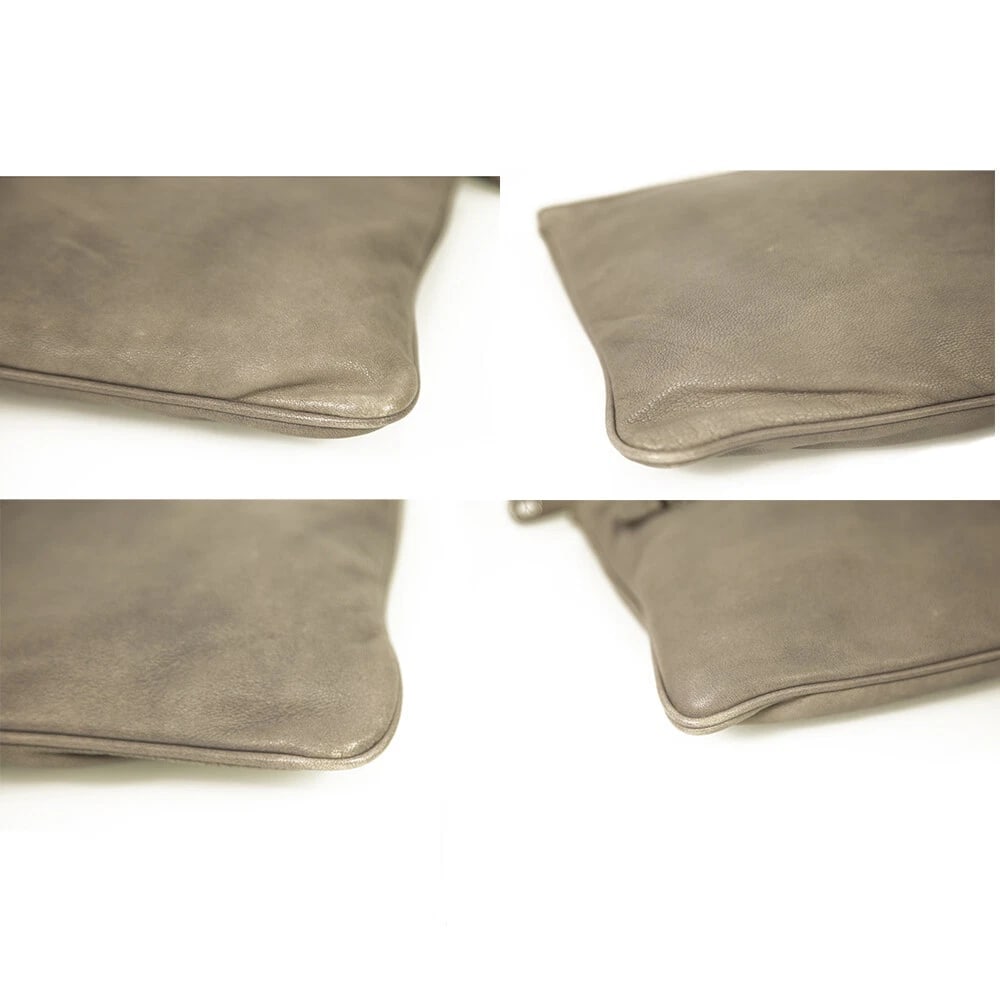 Miu Miu gray distressed leather medium sized clutch bag with gunmetal hardware - 4