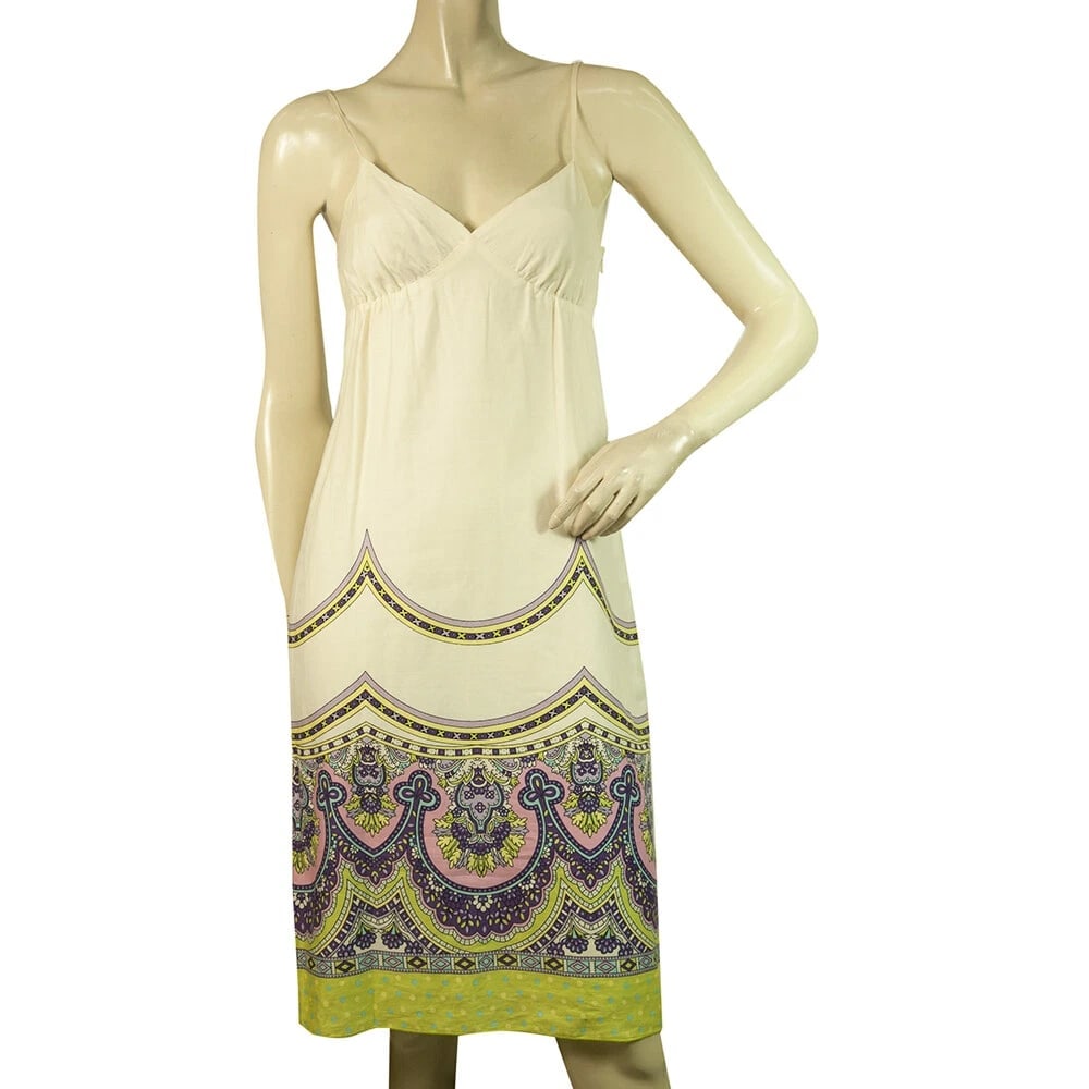 Taka by Takawear Cream & Paisleys Spaghetti Straps Knee Length Dress size S (1 of 6)